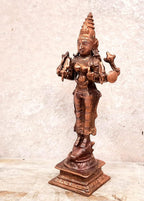 Brownish-Orange Copper Idols Of God Goddess Vishnu Durgai, 5.7 Inches, 330G, Patina Antique Finish, Pack Of 1 Piece