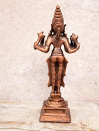 Brownish-Orange Copper Idols Of God Goddess Vishnu Durgai, 5.7 Inches, 330G, Patina Antique Finish, Pack Of 1 Piece