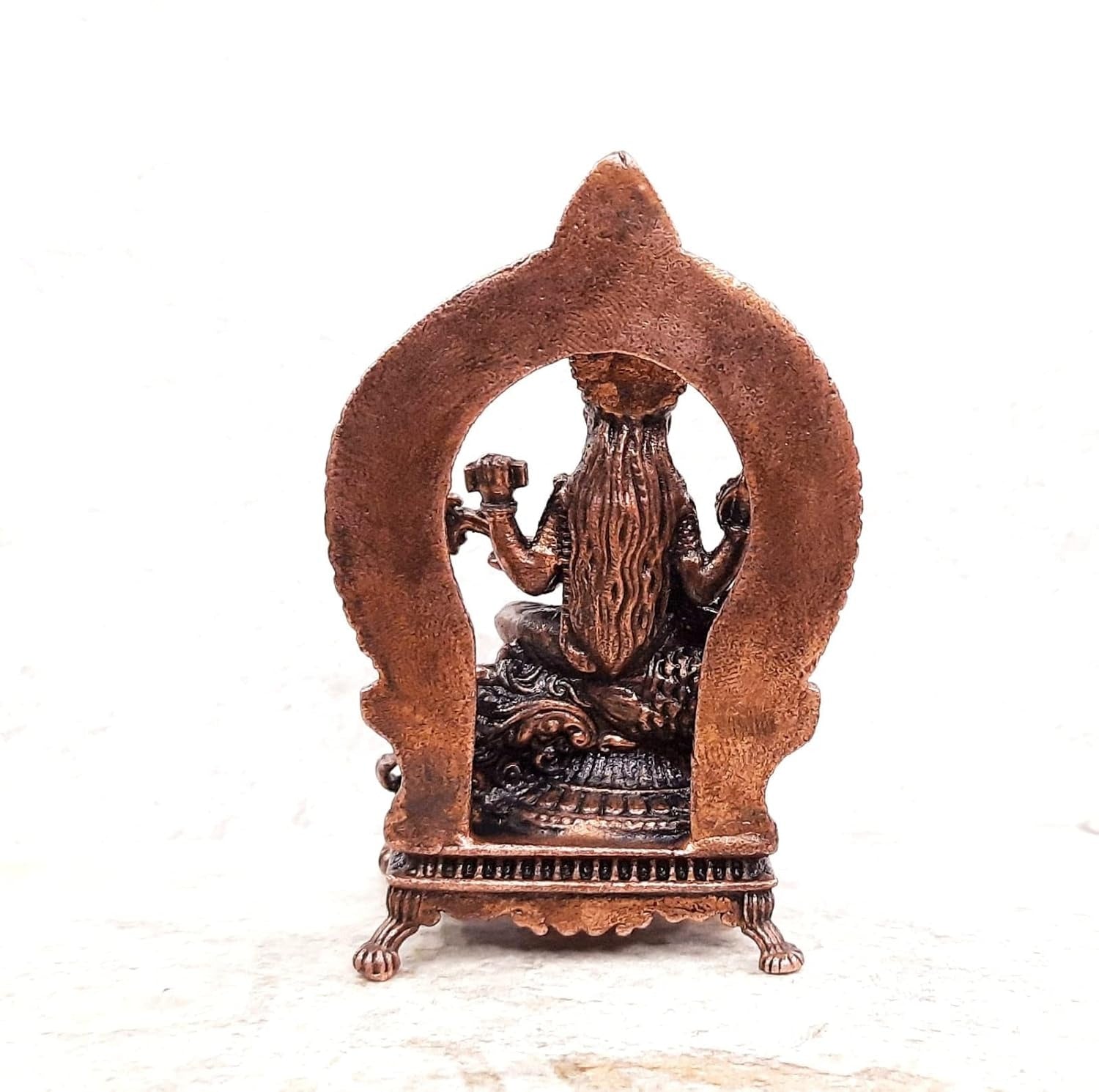 Brownish-Orange Copper Idolsby, 8.5 Cm, Handmade Goddess Saraswathi Idol With Stand 156 Gram, Patina Antique Finish, Pack Of 1 Piece