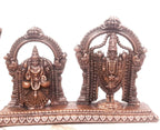 Brownish-Orange Copper Idols India, 3.1 Inches, Handmade Lord Balaji With Lakshmi, 295G, Patina Antique Finish, Pack Of 1 Piece