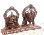 Brownish-Orange Copper Idols India, 3.1 Inches, Handmade Lord Balaji With Lakshmi, 295G, Patina Antique Finish, Pack Of 1 Piece