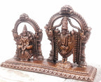 Brownish-Orange Copper Idols India, 3.1 Inches, Handmade Lord Balaji With Lakshmi, 295G, Patina Antique Finish, Pack Of 1 Piece