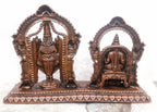 Brownish-Orange Copper Idols India, 3.1 Inches, Handmade Lord Balaji With Lakshmi, 295G, Patina Antique Finish, Pack Of 1 Piece