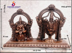 Brownish-Orange Copper Idols India, 3.1 Inches, Handmade Lord Balaji With Lakshmi, 295G, Patina Antique Finish, Pack Of 1 Piece