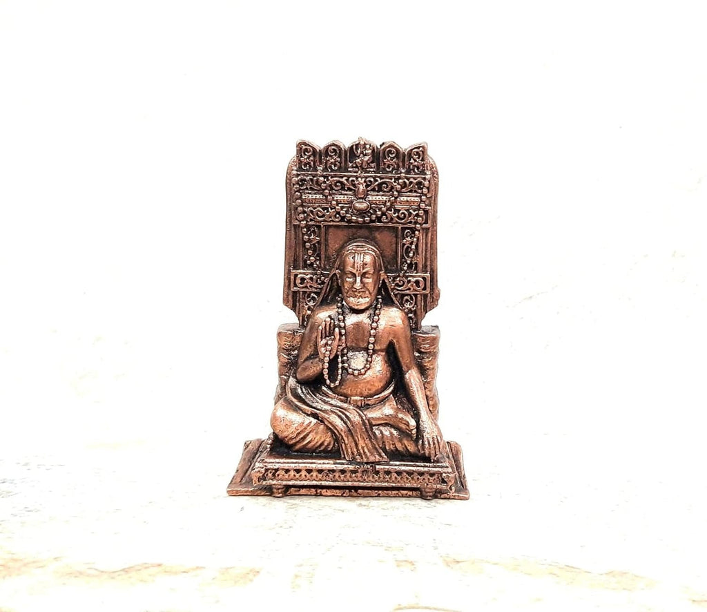 Brownish-Orange Copper Idols, 7Cm, Handmade Ragavendra 124Grams, Patina Antique Finish, Pack Of 1 Piece