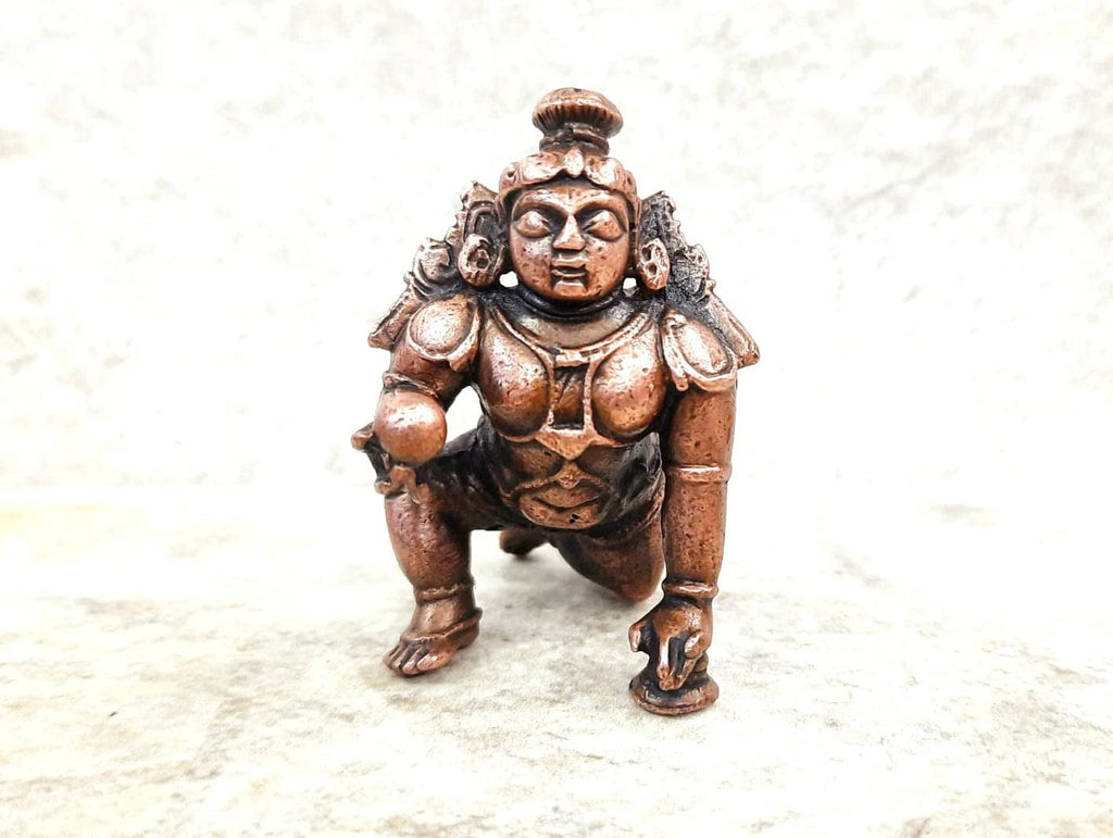 Brownish-Orange Copper Idolsby Unikraf , 5 Cm, Handmade Bal Gopal 81 Gram, Patina Antique Finish, Pack Of 1 Piece