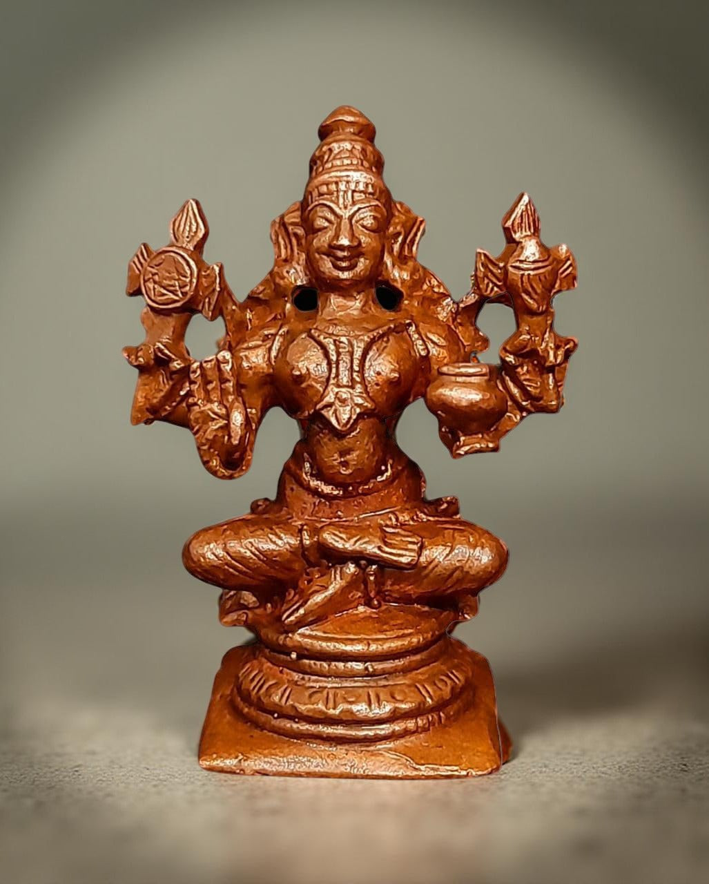 Brown Copper Idols India, 1.7 Inches, Handmade God Dhanvantri, 60Grams, Patina Antique Finish, Pack Of 1 Piece