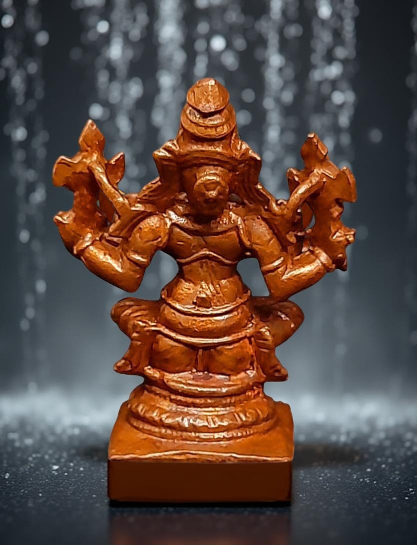 Brown Copper Idols India, 1.7 Inches, Handmade God Dhanvantri, 60Grams, Patina Antique Finish, Pack Of 1 Piece