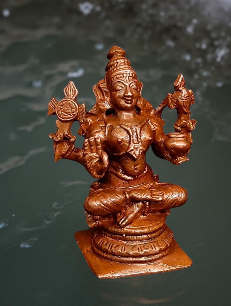 Brown Copper Idols India, 1.7 Inches, Handmade God Dhanvantri, 60Grams, Patina Antique Finish, Pack Of 1 Piece