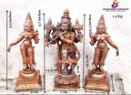 Brownish-Orange Copper Idols Of God Venugopala Swamy With Sridevi And Bhudevi, 5.7 Inches, 1.5 Kg, Patina Antique Finish, Pack Of 3 Piece