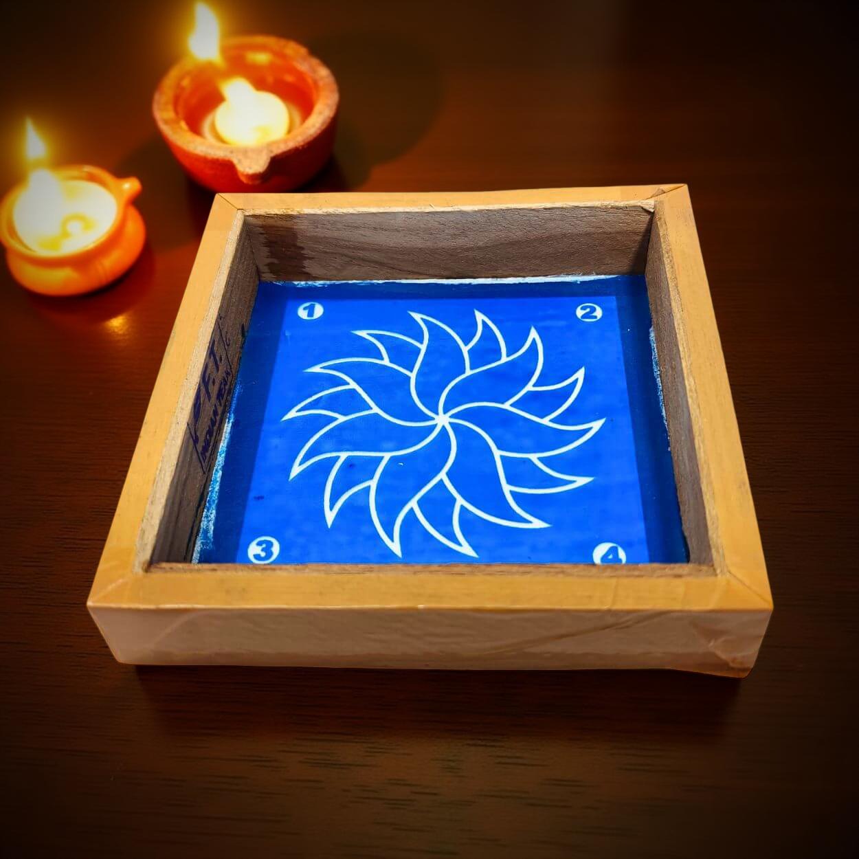 Unikraf  Creative Flower Design Rangoli Stencil Wooden 5×5 Inches