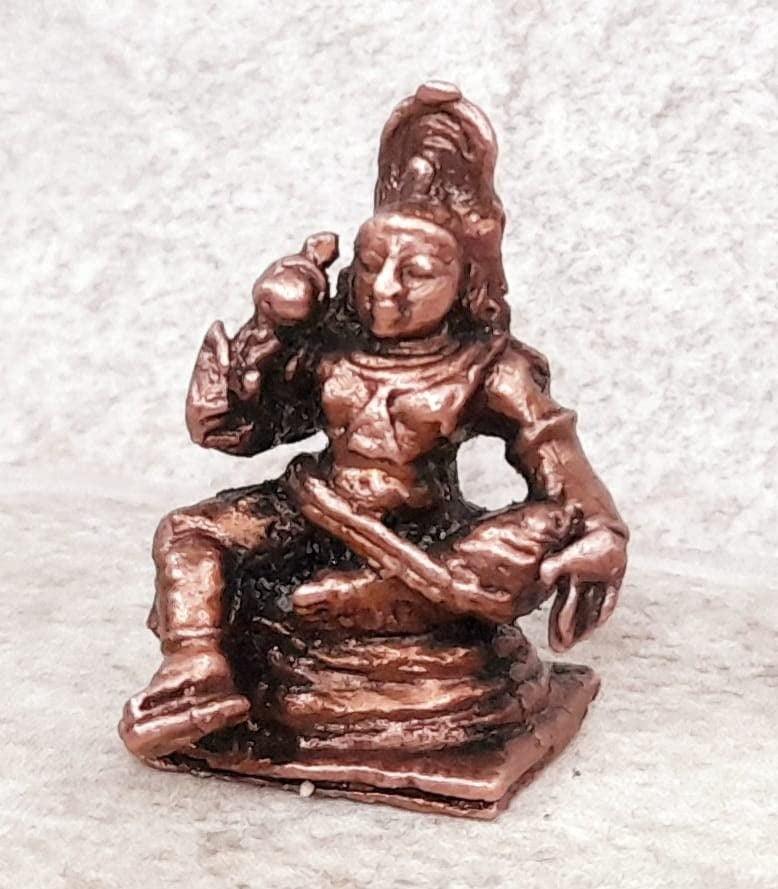 Brownish-Orange Copper Idols India, 1 Inches, Handmade Sastha, 25G, Patina Antique Finish, Pack Of 1 Piece