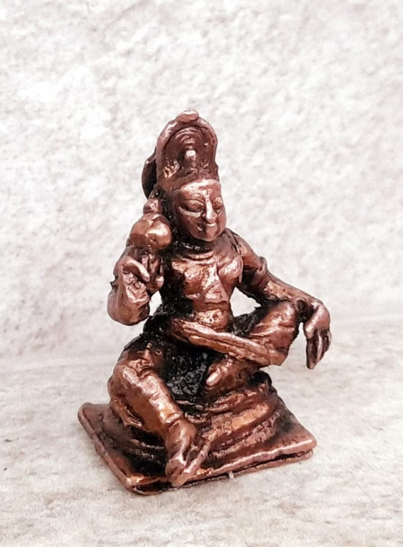 Brownish-Orange Copper Idols India, 1 Inches, Handmade Sastha, 25G, Patina Antique Finish, Pack Of 1 Piece
