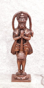 Brownish-Orange Copper Idols India, 2.6 Inches, Handmade Standing God Hanuman, 40G, Patina Antique Finish, Pack Of 1 Piece