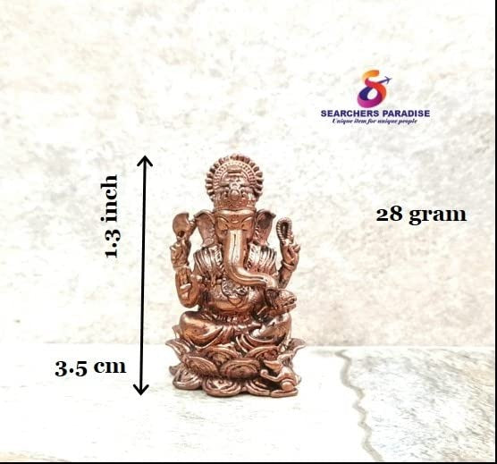 Brownish-Orange Copper Idols, 3.5Cm, Handmade Little Ganesh 28Grams, Patina Antique Finish, Pack Of 1 Piece