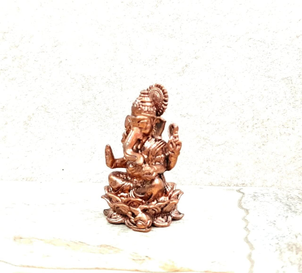 Brownish-Orange Copper Idols, 3.5Cm, Handmade Little Ganesh 28Grams, Patina Antique Finish, Pack Of 1 Piece