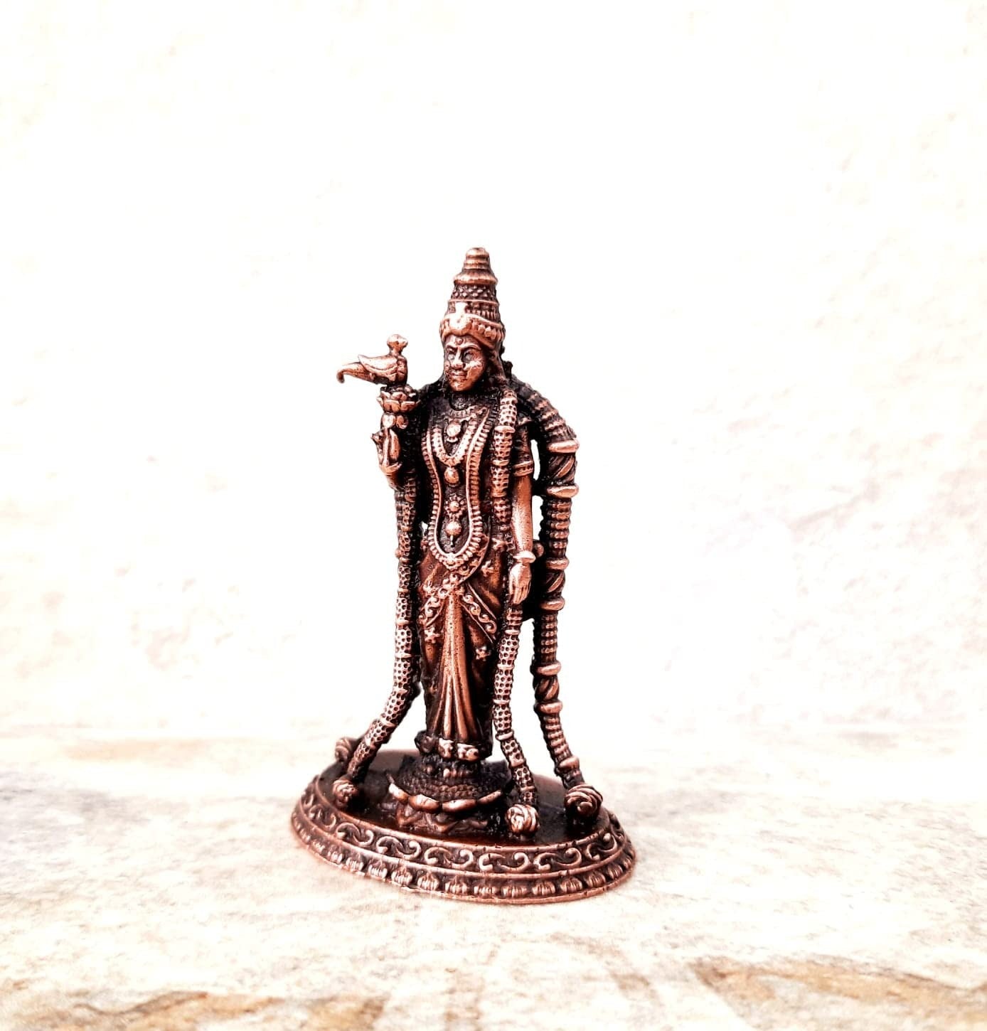 Brownish-Orange Copper Idols India 2.9 Inches, Handmade Meenakshi Devi Idol, 60G, Patina Antique Finish, Pack Of 1 Piece