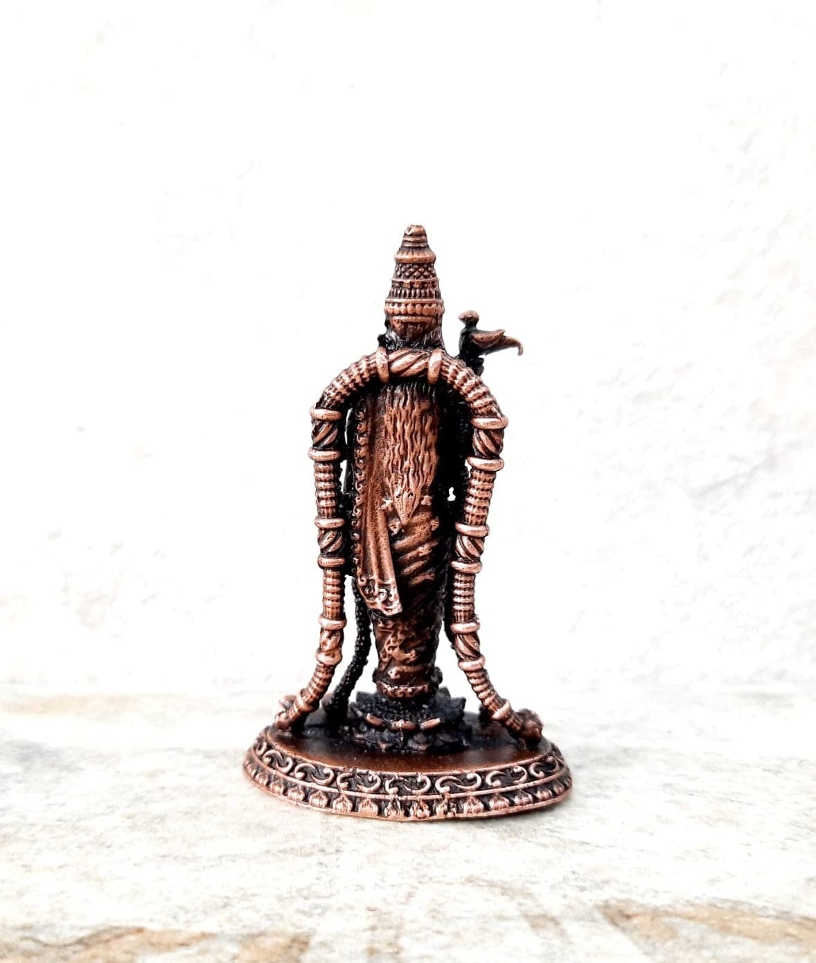 Brownish-Orange Copper Idols India 2.9 Inches, Handmade Meenakshi Devi Idol, 60G, Patina Antique Finish, Pack Of 1 Piece