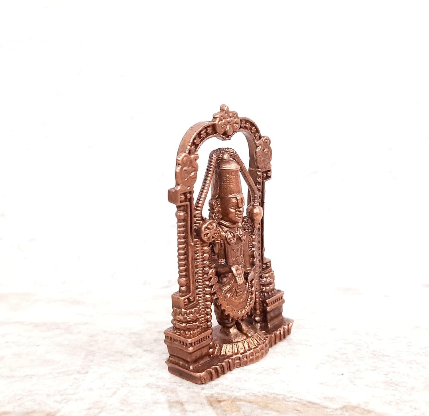 Brownish-Orange Copper Idols India, 2.3 Inches, Handmade Lord Balaji, 50G, Patina Antique Finish, Pack Of 1 Piece