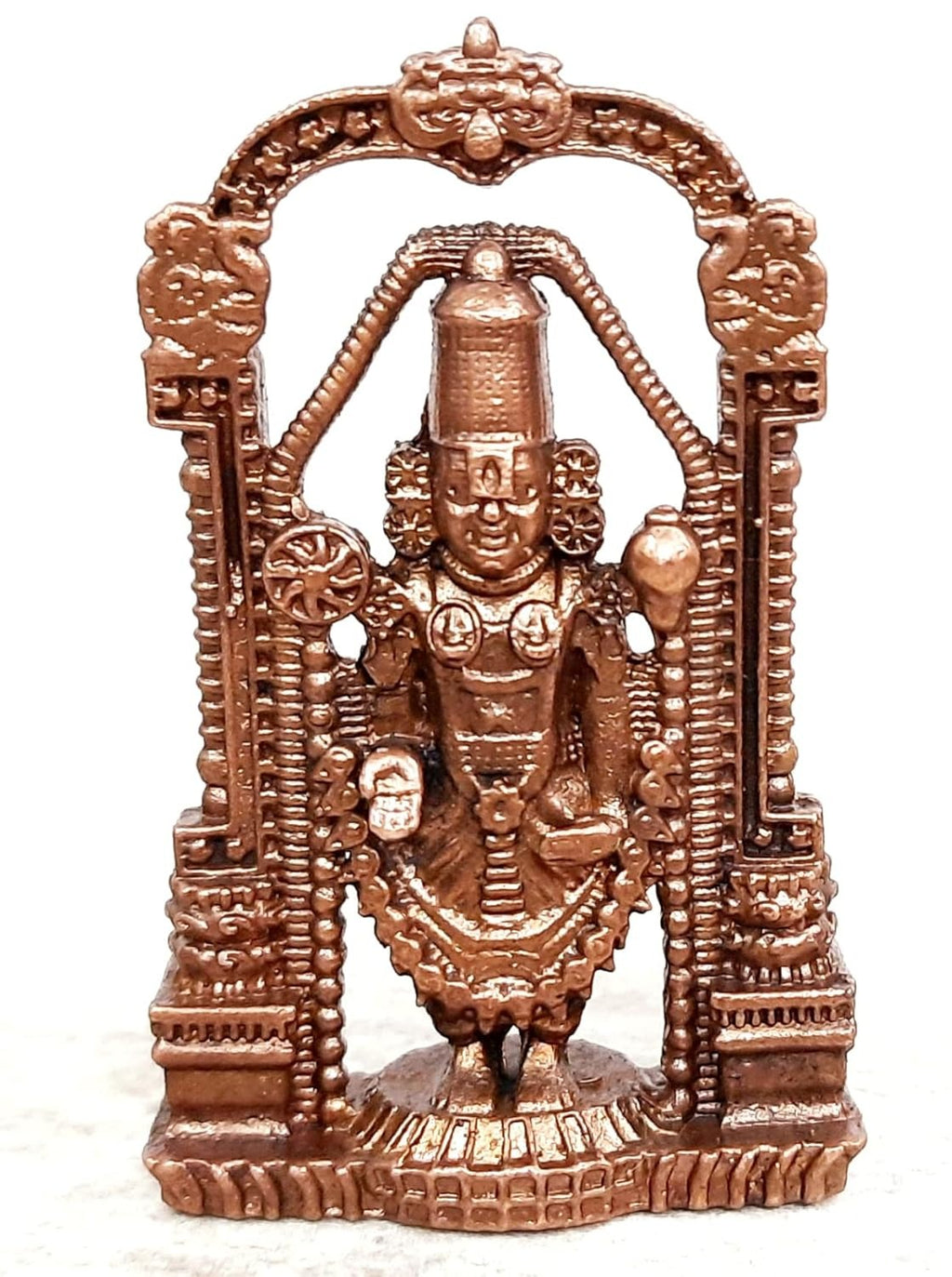 Brownish-Orange Copper Idols India, 2.3 Inches, Handmade Lord Balaji, 50G, Patina Antique Finish, Pack Of 1 Piece