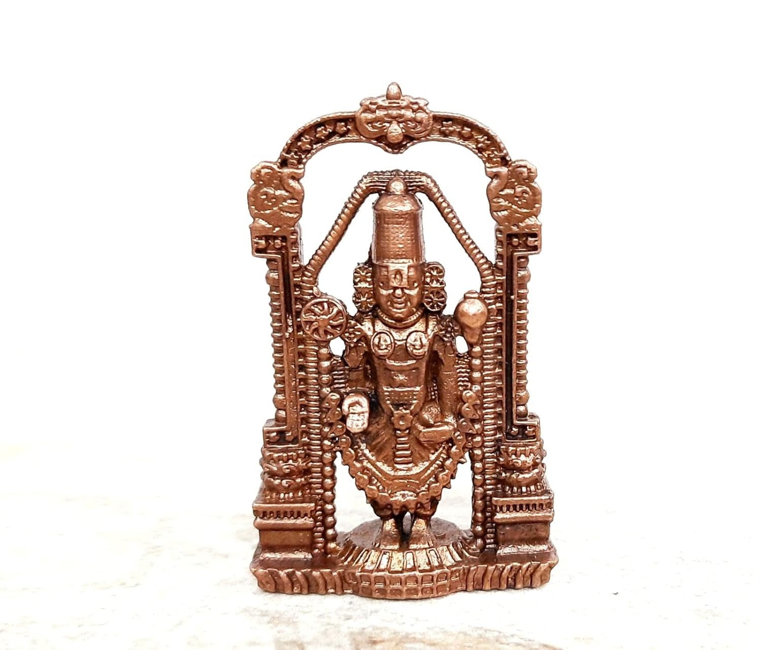 Brownish-Orange Copper Idols India, 2.3 Inches, Handmade Lord Balaji, 50G, Patina Antique Finish, Pack Of 1 Piece