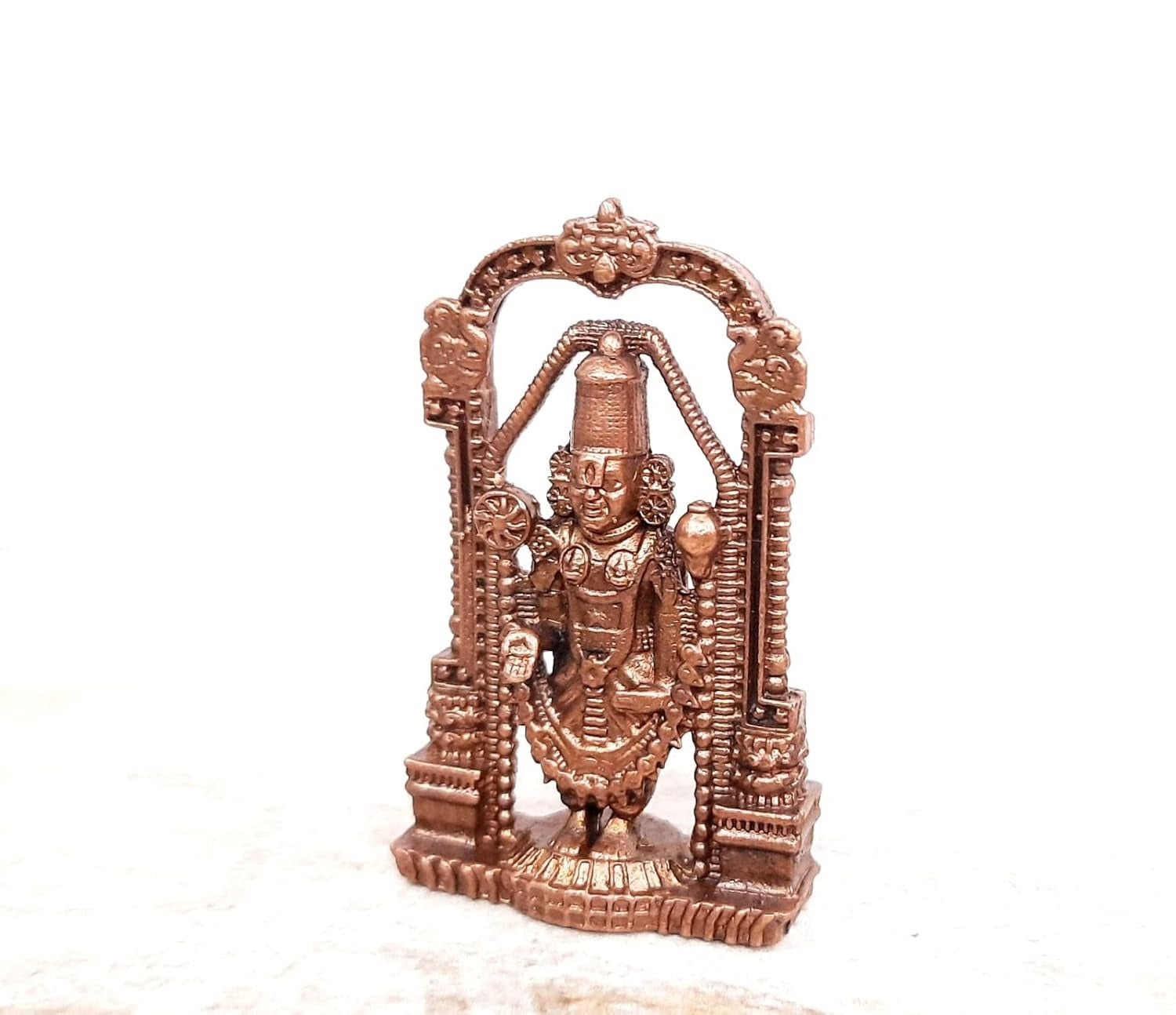 Brownish-Orange Copper Idols India, 2.3 Inches, Handmade Lord Balaji, 50G, Patina Antique Finish, Pack Of 1 Piece