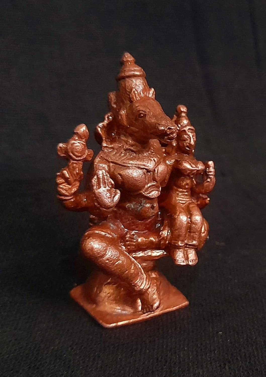 Copper Idols, 1.7 Inches, Handmade Lakshmi Varahar 50 Gram, Patina Antique Finish, Pack Of 1 Piece