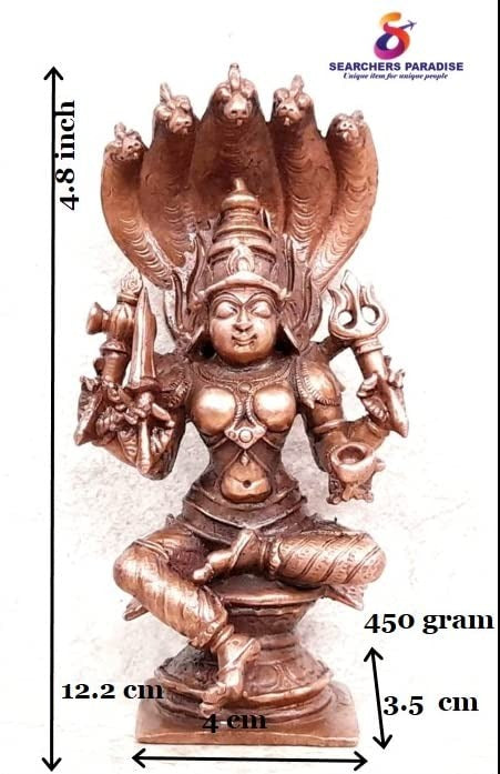 Brownish-Orange Copper Idols Of God Amman 4.8 Inch, 450G, Patina Antique Finish, Pack Of 1 Piece