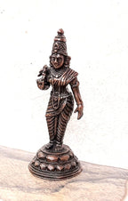Brown Copper God Idols Meenakshi Devi 2.8 Inches, 70G, Handmade Copper God Idols, Pack Of 1 Piece