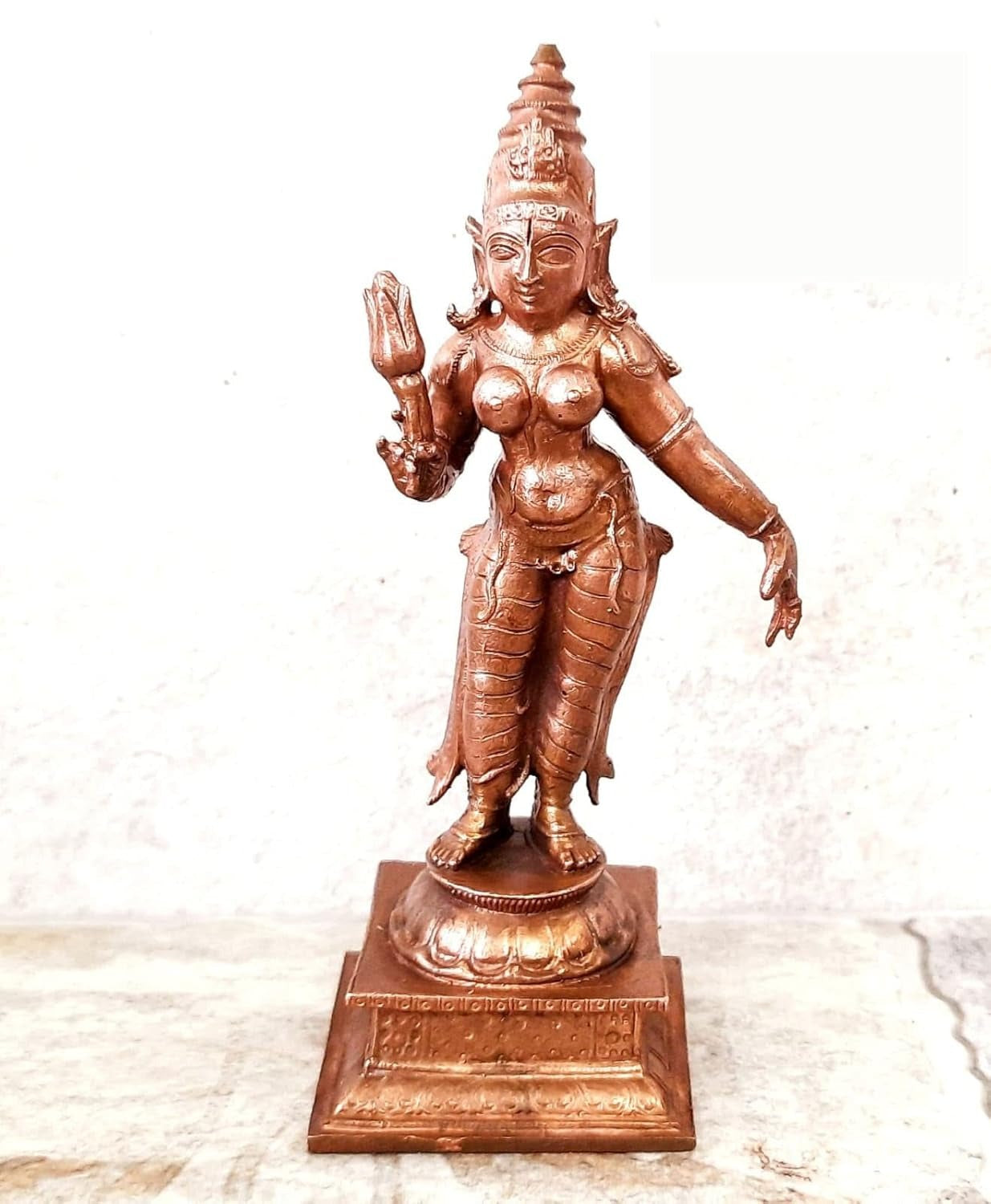 Brownish-Orange Copper Idols Of God Goddess, 5.3 Inches, 420 Gram, Patina Antique Finish, Pack Of 1 Piece