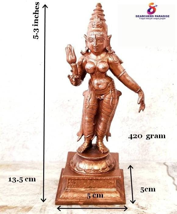 Brownish-Orange Copper Idols Of God Goddess, 5.3 Inches, 420 Gram, Patina Antique Finish, Pack Of 1 Piece