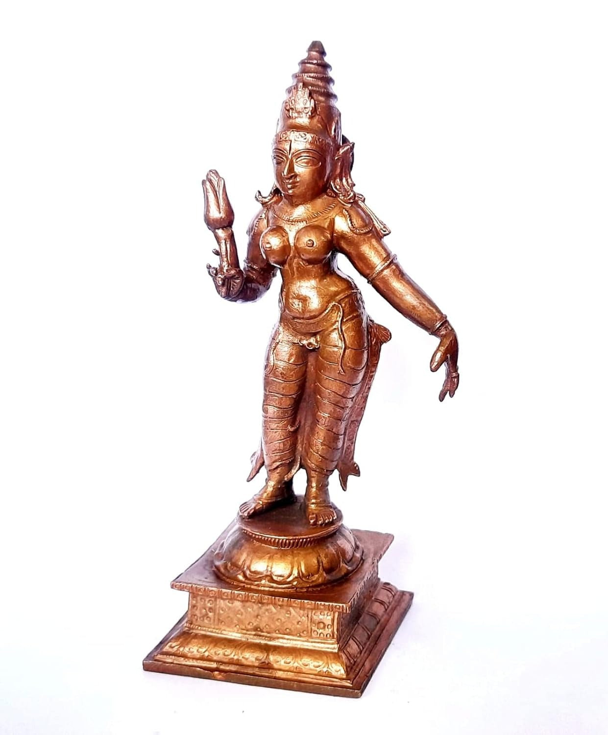 Brownish-Orange Copper Idols Of God Goddess, 5.3 Inches, 420 Gram, Patina Antique Finish, Pack Of 1 Piece