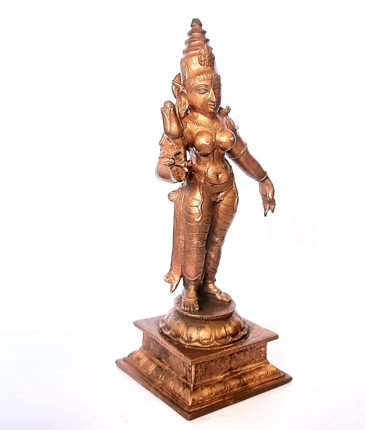 Brownish-Orange Copper Idols Of God Goddess, 5.3 Inches, 420 Gram, Patina Antique Finish, Pack Of 1 Piece