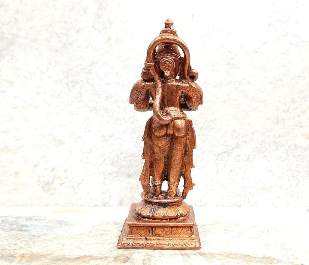 Brownish-Orange Copper Idols, 10.5 Cm, Handmade Hanuman 243Grams, Patina Antique Finish, Pack Of 1 Piece
