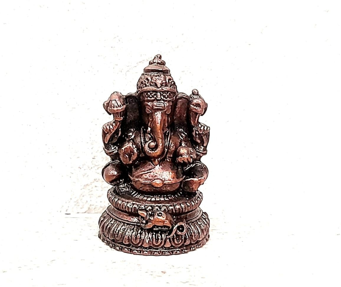 Brown Copper Idols Of God Ganesh, 1.4 Inches, 40 Gram, Patina Antique Finish, Pack Of 1 Piece