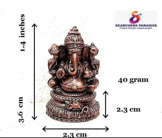 Brown Copper Idols Of God Ganesh, 1.4 Inches, 40 Gram, Patina Antique Finish, Pack Of 1 Piece