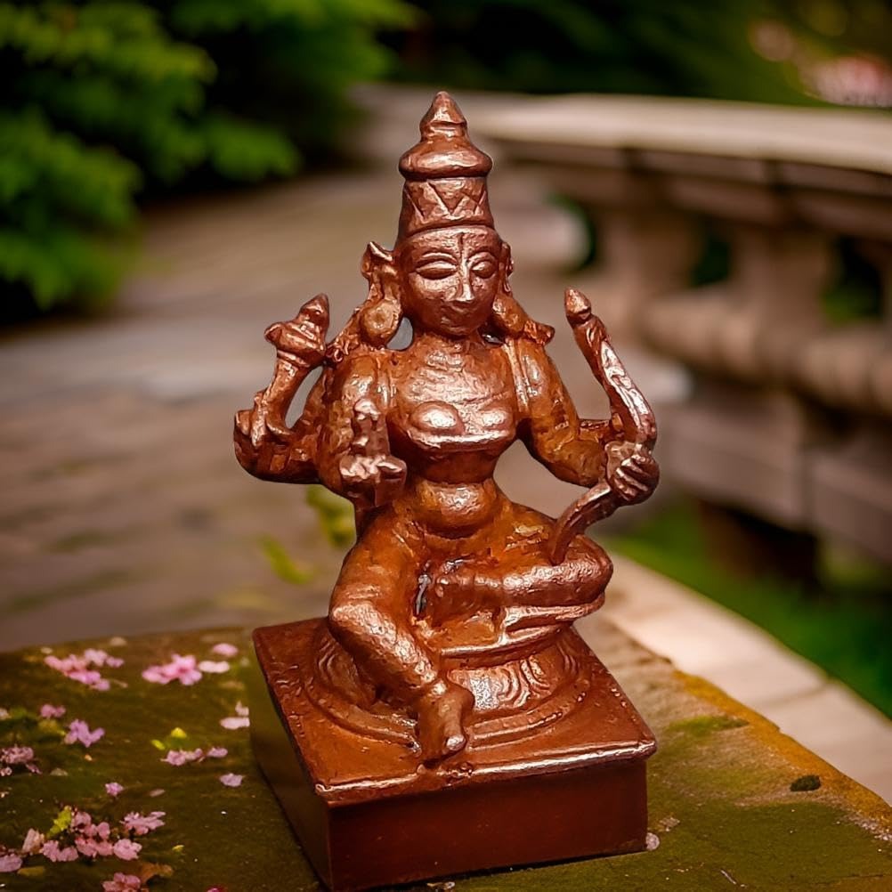 Brownish-Orange Copper Idols 1.6 Inches, Handmade Raja Rajeshwari 50Grams, Patina Antique Finish, Pack Of 1 Piece