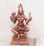 Brownish-Orange Copper Idols India, 4.3 Inches, Handmade Goddess Raja Rajeswari 479 Gram, Patina Antique Finish, Pack Of 1 Piece
