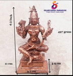 Brownish-Orange Copper Idols India, 4.3 Inches, Handmade Goddess Raja Rajeswari 479 Gram, Patina Antique Finish, Pack Of 1 Piece