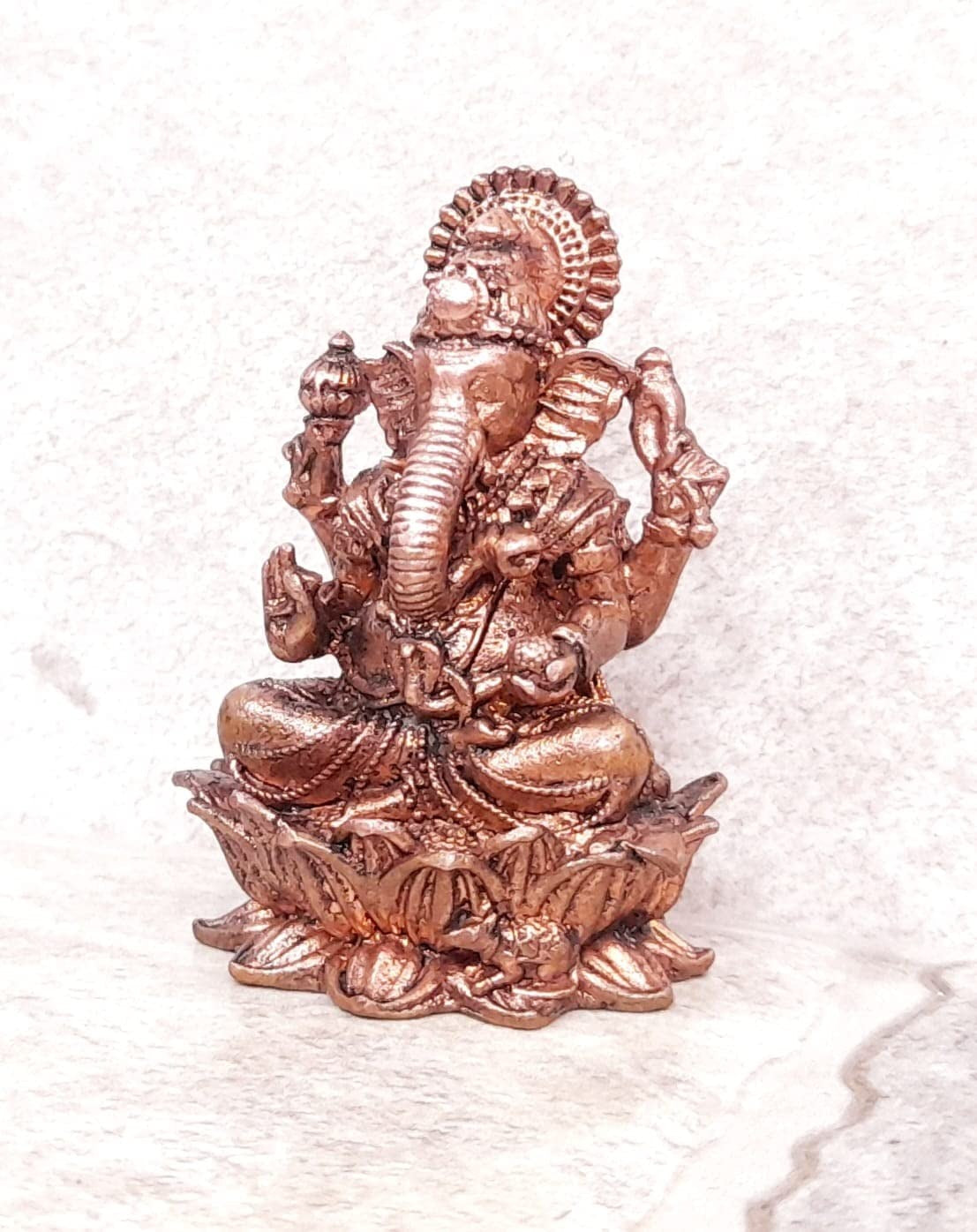 Brownish-Orange Copper Idols Of God Ganesh, 2.2 Inches, 145G, Patina Antique Finish, Pack Of 1 Piece