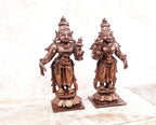 Brownish-Orange Copper Idols, 8. 5 Cm, Handmade Goddess Sridevi Bhudevi 263 G, Patina Antique Finish, Pack Of 2 Piece