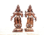 Brownish-Orange Copper Idols, 8. 5 Cm, Handmade Goddess Sridevi Bhudevi 263 G, Patina Antique Finish, Pack Of 2 Piece