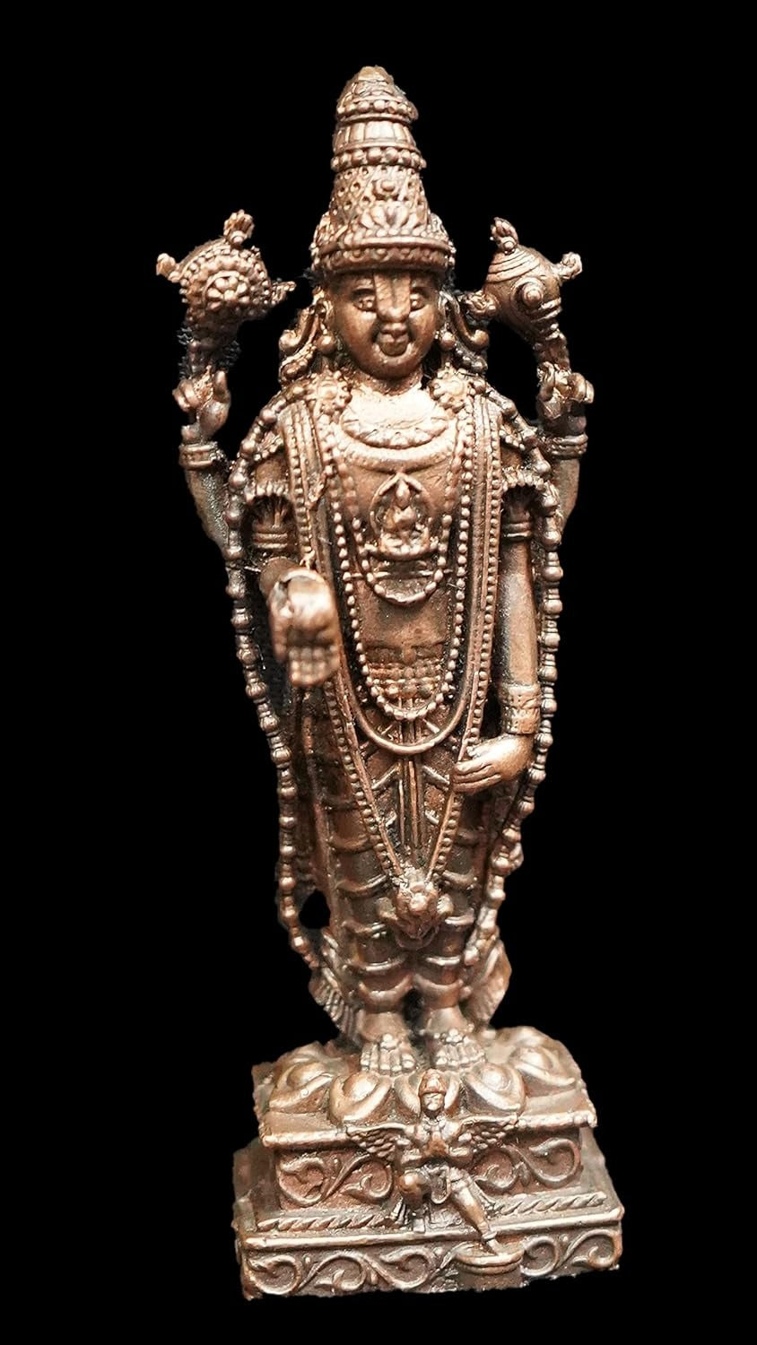 Copper Idols Indiaby, 2.8 Inches, Handmade Tirupati Balaji, 150G, Patina Antique Finish, Pack Of 1 Piece
