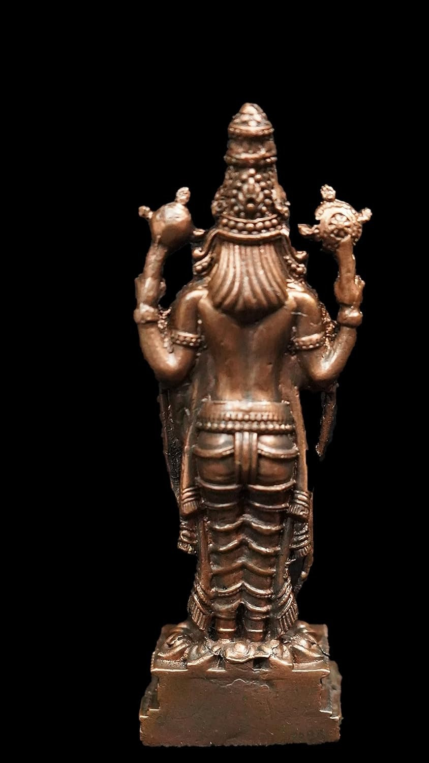 Copper Idols Indiaby, 2.8 Inches, Handmade Tirupati Balaji, 150G, Patina Antique Finish, Pack Of 1 Piece