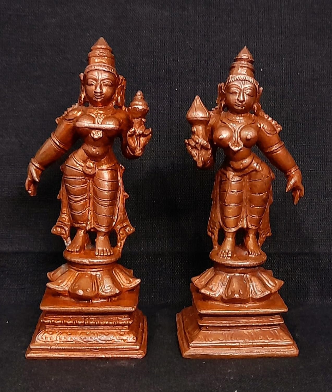 Brownish-Orange Copper Handmade Sridevi Bhuevi, 3.6 Inches, 416 Gram, Pack Of 2 Piece