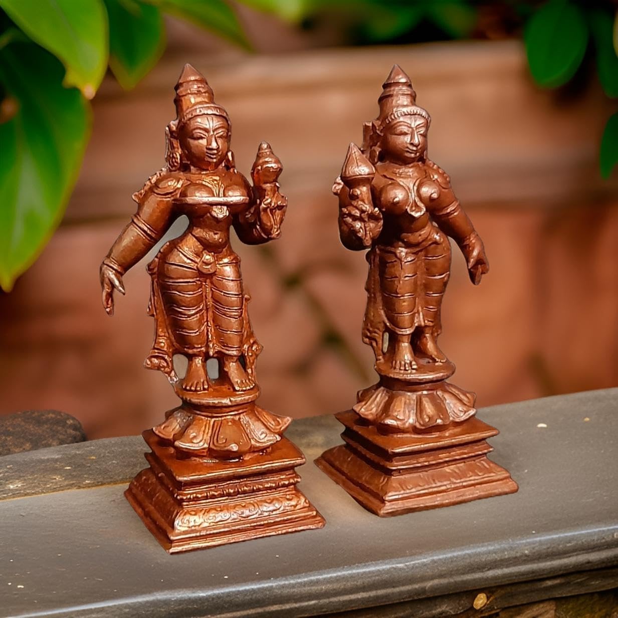 Brownish-Orange Copper Handmade Sridevi Bhuevi, 3.6 Inches, 416 Gram, Pack Of 2 Piece