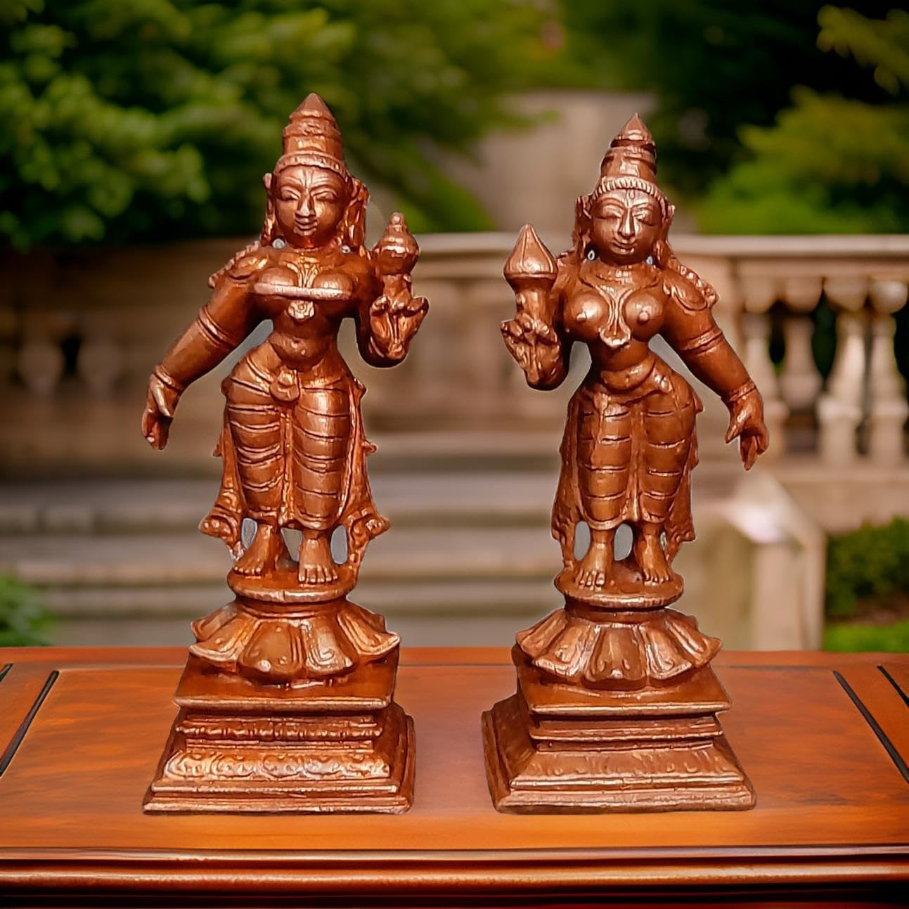 Brownish-Orange Copper Handmade Sridevi Bhuevi, 3.6 Inches, 416 Gram, Pack Of 2 Piece