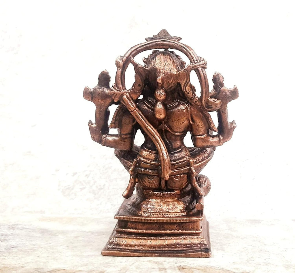 Brownish-Orange Copper Idols Of God Sitting God Hanuman, 4.3 Inches, 730G, Patina Antique Finish, Pack Of 1 Piece