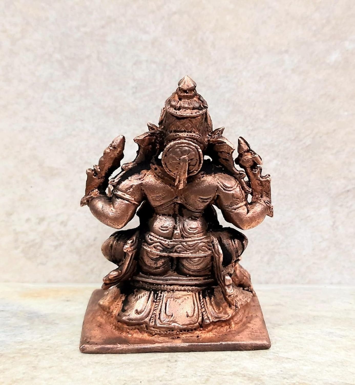 Brownish-Orange Copper Idols, 2.75 Inches, Handmade Ganesh 310Grams, Patina Antique Finish, Pack Of 1 Piece