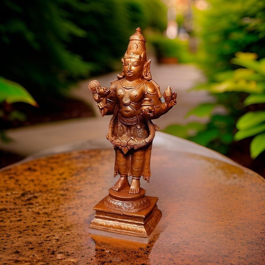 Brownish-Orange Copper Idols Of God Dhanvantri, 6.4 Inches, 780G, Patina Antique Finish, Pack Of 1 Piece